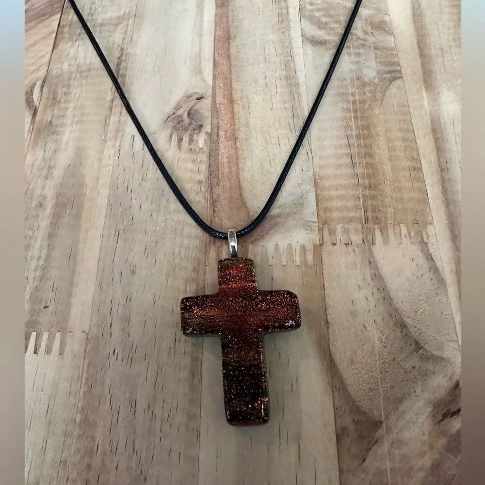 Brown Cross Pendant Necklace